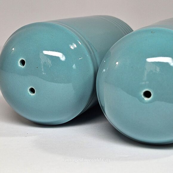 Vtg Neo Art Deco Japan Beehive Salt & Pepper Shakers Teal Blue Color Connection - Picture 8 of 12